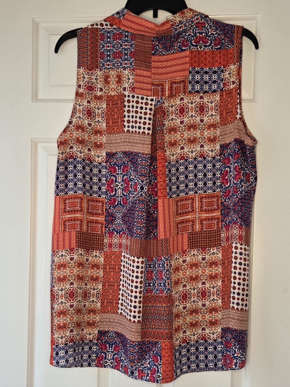 Rose & Olive Women's Sleeveless Patchwork Print Button-Up Blouse Size Large Boho - Picture 4 of 11